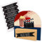 itenga Geldgeschenk oder Gutschein Verpackung Geschenkaufsteller Motiv/Anlass Kino Film Popcorn Kinogutschein mit Stickerbogen aus Karton 12x11,5cm