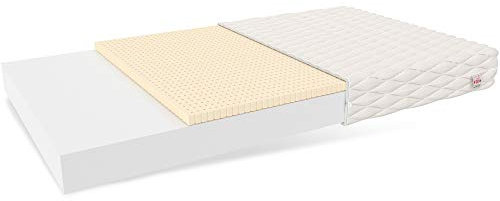 FDM Baby Classic Schaumstoffmatratze 90 x 190 cm Latex Matratze Babymatratze Härtegrade H2/H3 (Mittelweich/Mittelhart) 8 cm Höhe Zweiseitig Abnehmbarer Bezug Waschbar