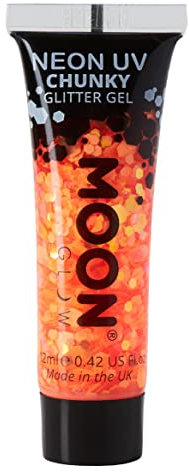 Moon Glow Gel de brillo grueso para rostro y cuerpo UV neón 12ml Naranja