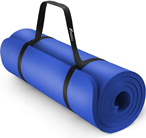 TRESKO® Tappetino per Yoga 185 x 60 cm e 190 x 100 cm Pilates Tappeto Ginnastica Fitness Aerobica NBR (blu scuro, 190 x 100 x 1,5 cm)