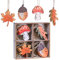 Valery Madelyn 24er Holz Deko Hänger Herbst Dekoration, 4.5-5.5cm Ahornblatt Kiefernzapfen Pilz Blätter Herbstdeko Bunte bemalt Fensterhänger mit Schnur zum Aufhängen Fall Decor Halloween
