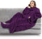 PAVILIA Fleece Blanket with Sleeves and Foot Pockets for Women Men Adults, Wearable Blanket Sleeved Throw Wrap, Plush Hug Sleep Pod Snuggle Blanket Robe, Cozy Gift Ideas Wife Mom, Dark Purple