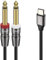 J&D USB C to Dual 6.35mm 1/4 inch TS Stereo Audio Y Splitter Cable for iPhone 16 Pro Max/16 Pro/16 Plus/16/15/15 Pro Max/15 Pro/15 Plus, Amplifier Speaker and Mixer, 2 Meter