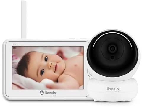 Lionelo Babyline 8.3 Elektronisches Babyphone mit Full HD 360° Kamera 5 Bildschirm 200m Reichweite Zwei-Wege-Kommunikation Schlaflieder Geräusche 8 h Akku Nachtmodus Temperatursensor VOX-Funktion