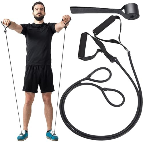 Resistance Band Set,Pull Up Exercise Bands Door Anchors Compatible with Billy's Bootcamp Tae Bo,Weight Loss,Strength Home Workouts Training,Physical Therapy,Yoga,Pilates (Black)