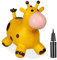 Relaxdays Hüpftier Giraffe, Springtier, bis 50 kg, BPA frei, Kinder ab 3 Jahre, inklusive Luftpumpe, Hopser, gelb/braun