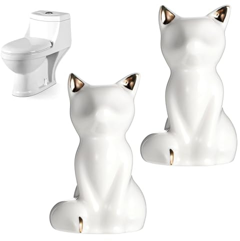 2pcs Cat Shape Toilet Screw Cover Caps White Toilet Bolt Caps Ceramic Toilet Bolt Covers Toilet Sea Turtle Replacement Parts Decorative Bathroom Accessory