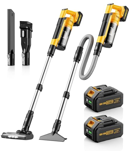 qimedo Aspiradora inalámbrica 8000mAh, 2 baterías extraíbles, succión 700W, Tubo 90 Pulgadas, depósito 2L, 7 en 1 Aspirador de Mano, aspiradora con batería para Madera, alfombras y Pelo de Mascotas