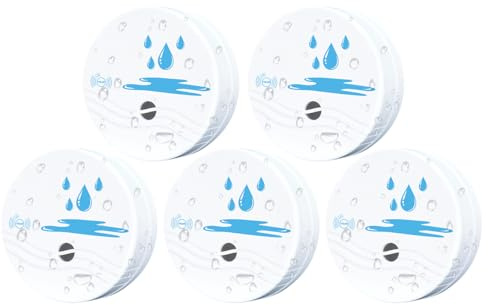 ComfyTune 5 Pack Water Leak Detectors for Home, 100dB Waterproof Water Sensor Alarm Leak Detector for Basements, Bathrooms, Laundries, Sinks, and Windows(Battery Included)