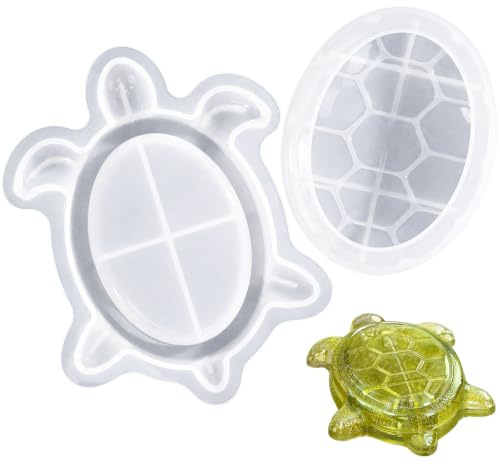 Silicone Turtle Box Resin Mould with Lid Reusable Ocean Theme Jewelry Storage Container for DIY Clay Craft Projects Epoxy Animal Casting Molds for Home Decor, Keychains, Trinkets & Plaster of Paris