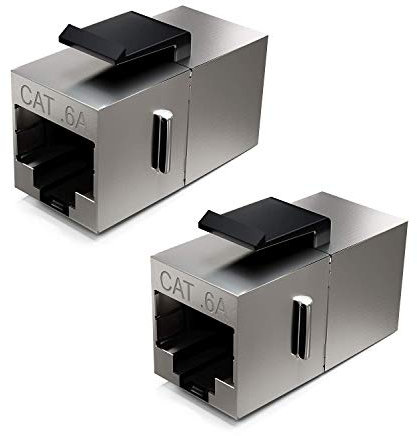 deleyCON 2x Modulo Keystone CAT6a Accoppiatore Patch 10 Gbit/s Schermato - Doppia Presa RJ45 per Patch Panel/Supporto Keystone - Estensione