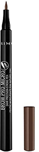 Rimmel London Brow Pro Micro 24HR Precision-Stroke Pen, Microfilling Felt Tip, Soft Brown, 1 ml