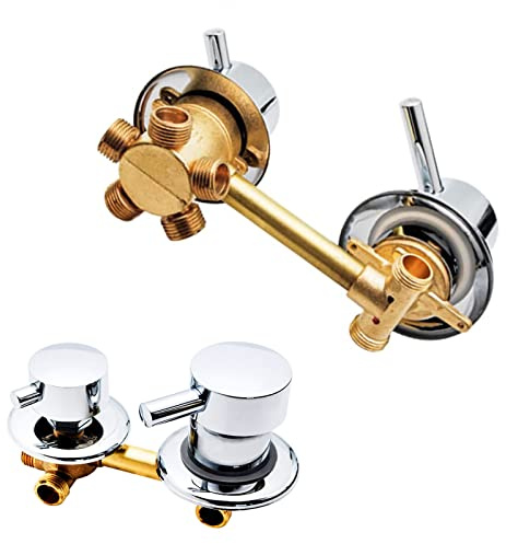 2/3/4/5 Way Solid Brass Shower Diverter Valve, Cold & Hot Water Mixer Shower Tap, Hole Distance 9cm/10cm/12.5cm/14.5cm, Bathtub Faucet for Shower Cabin/Steam Room G1/2 (14-14.5cm,Thread 5 Way)