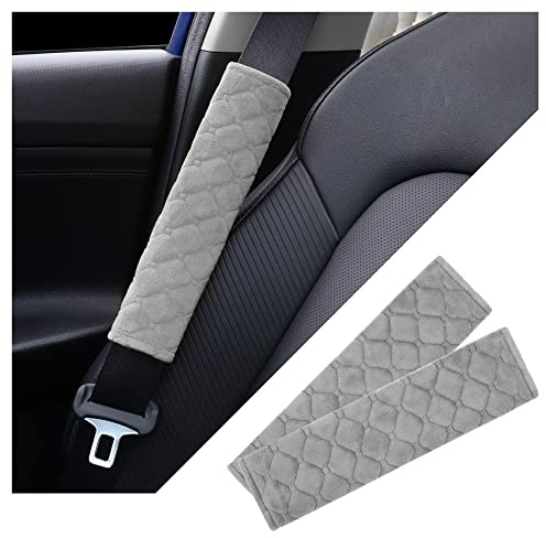 2 Piezas de Almohadillas de Cinturón de Seguridad para Auto Suaves,Protector Cinturon Coche Anti-Rozaduras,Protector Cinturon Coche Niños para Autos y Mochilas (Gris)