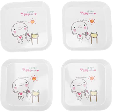 LIZEALUCKY 4pcs Spit Bone Dish Household Food Grade Table Garbage Plate Snack Dessert Fruit Cake Home Kitchen Storage Tray Multifunctional Dishes for School Restaurant (Drying Clothes)