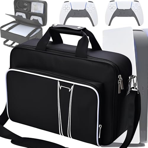 CXAFQ Ps5 Förvaringsväska, 45 * 30 * 15 Cm, 572 g, Ps5 Bärväska, Resor, Vattentätt Nylonväv, Slitstarkt Och Vattentätt, Handtag Och Justerbar Axelrem, Lämplig För Ps5-Värd Och Tillbehör
