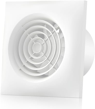 Hon&Guan Badlüfter 100mm, 80m³/h Abluftventilator mit EU-Stecker, Leise Abluftventilator 14W Badezimmer Lüfter Wandventilator Lüfter für Badezimmer, Küche, Wohnzimmer, Schlafzimmer, Decke, Weiß, IPX4