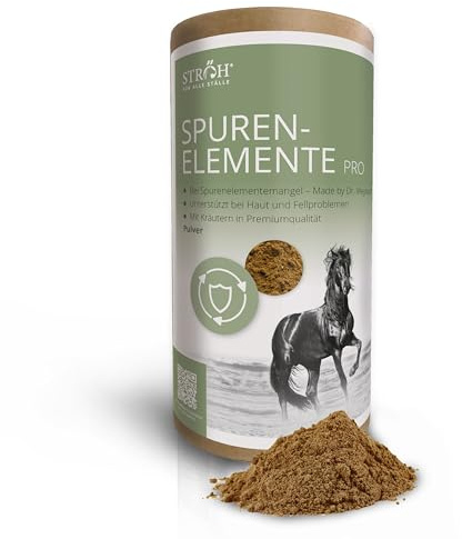 STRÖH Oligoelementi per polvere cavallo (1,1 kg) • Zinco, manganese, ferro, rame, selenio, iodio e cobalto per cavalli • Erbe per cavalli • Mangime minerale di alta qualità