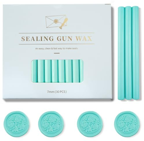 Zifospy 7 mm mini limpisel sigillvaxstavar, lämpliga för sigillstämplar, gratulationskort, brev, flaskförslutningar och gör-det-själv-hantverk, 30 stycken (mintgrön)