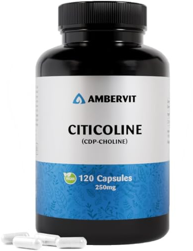 Citicolina 250 mg pura – 120 Capsule – CDP Colina integratore – Alta Concentrazione per Memoria, Concentrazione e Prestazioni Mentali – Senza Additivi Artificiali – Scorta per 4 Mesi - Ambervit