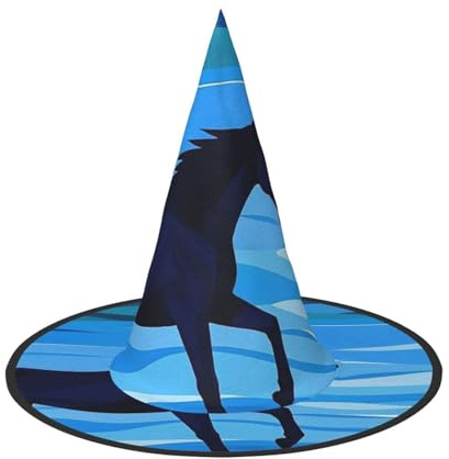 KLLTYHMU 1 chapeau de sorcière d'Halloween Croix la rivière à cheval Chapeau de sorcière Flottant pour homme et femme Accessoires de costume pour intérieur ou extérieur Décorations d'Halloween pour