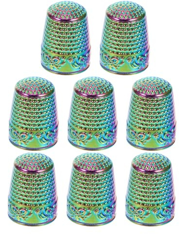 HINTRMENT Set 8 Ditali da Cucito in Metallo Protezioni per Dita per Cucito a Mano Ricamo e Quilting Accessori Fai da Te Compatti e Resistenti