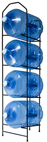 Estantería metálica Negra para almacenar hasta 4 garrafas de Agua de Grandes formatos. Botellero Fabricado en Metal para botellones Desde 11,9 hasta 20 litros