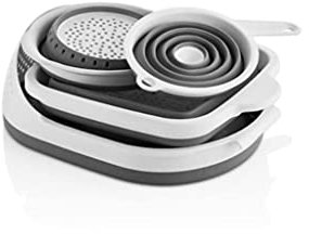 Vip Ahmet faltbares Set 4-teiliges Trichtersieb-Sieb Set, Küchen-Set VP-154, vip-24, Weiß, Grau