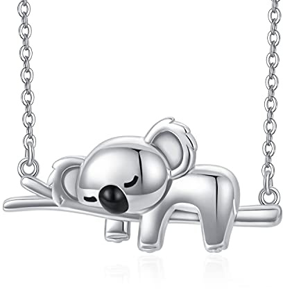 Koala - Cadena de plata de ley 925, colgante de oso koala, bonito animal, joyas koala, regalos para mujeres, niñas, novias, mujeres