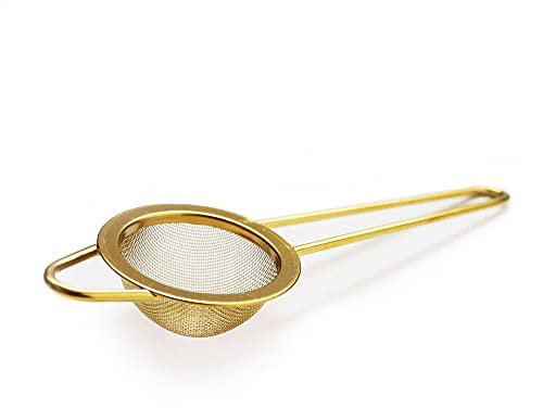 Teapro Tamis à matcha et passoire à thé en vrac | Maille fine en acier inoxydable | Mini tamis à sucre glace | Filtre à thé | Petit tamis à matcha en or