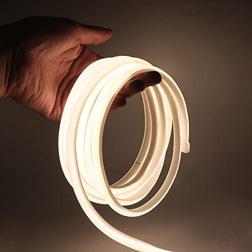 GQL Flexible COB Neon Light Strip, 220V LED Strip 288 LEDs/m, Cut to 50cm, IP65 Waterproof Modified Silica Gel Rope Light with UK Plug Power Supply (1m, Natural White)
