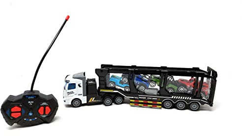 Brigamo Ferngesteuertes Auto RC LKW Autotransporter mit 4 Spielzeugautos