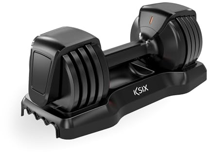 KSIX Mancuerna ajustables 11kg, 8 Pesos ajustables, Entrenamientos de musculación indoor, Pesa regulable hasta 11kg, Agarre ergonómico, Para gimnasio o hacer deporte en casa