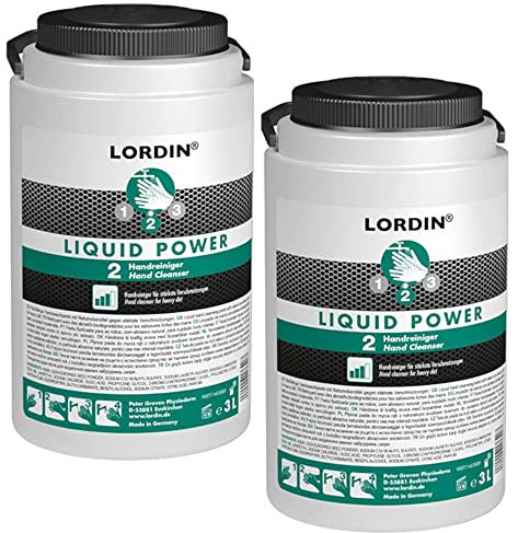 LORDIN Handreiniger für Werkstatt, Liquid Power 2x 3 Liter, Handwaschpaste für starke Verschmutzungen, rückfettend
