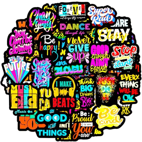 AIRNOGO Pegatinas Frases Neon 100 Stickers Motivadoras Inspiradoras, Impermeable Vinilo Positivas Citas para Ordenador Portatil Agenda Laptop Botella Agua Scrapbook Skate Maleta Teléfono Móvil etc