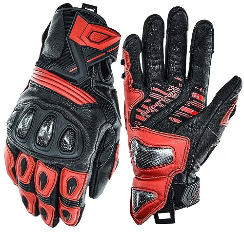 Seibertron SPS-3 Motorcycle Gloves - Full Finger Touchscreen Gloves for Men and Women - Great for BMX, ATV, MTB Riding and Road Cycling - Advanced Knuckle Impact Protection Youth Red XL