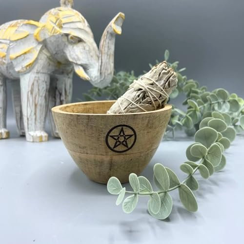 Ancient Wisdom Bol en bois pour offrandes et rituels - Pentagone - 11 x 7 cm