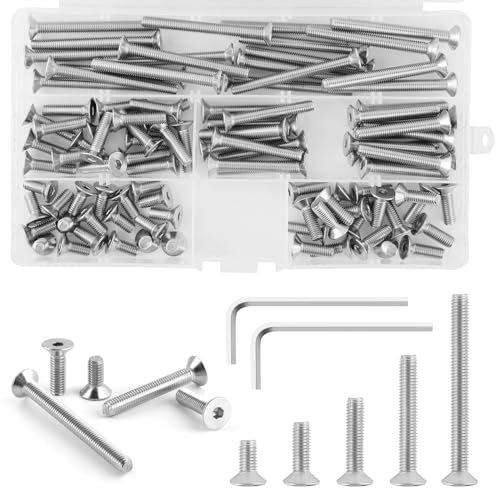 M5 Edelstahl Innensechskant Schrauben Set, 100 Stück Senkkopfschrauben mit Innensechskant, Edelstahl Senkkopf Inbusschrauben, Gewindeschrauben Maschinenschrauben für Haus Garagen Möbel