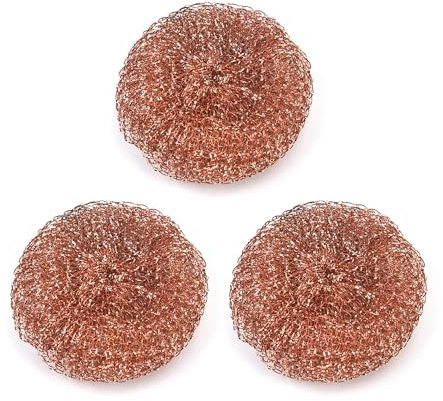 Lot de 3 chiffons de nettoyage en cuivre, tampons de nettoyage en cuivre, outils de nettoyage respectueux de l'environnement, tampons de vaisselle en cuivre, outils de nettoyage de cuisine
