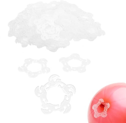 TNSLAND 100 Pièce Attache Ballon pour Arche Accroche Ballon Anneaux de Ballons en Plastique Clip de Fixation de Ballon pour Les Anniversaires, Les Fêtes de Famille et Les Mariages.