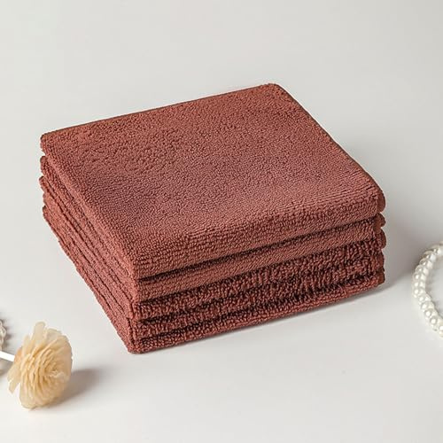 Paños de limpieza de microfibra, multiusos, reutilizables, súper suaves, de secado rápido, paños de limpieza para limpieza, cocina, coche, motocicleta, ventanas (café, 30 x 30 cm)