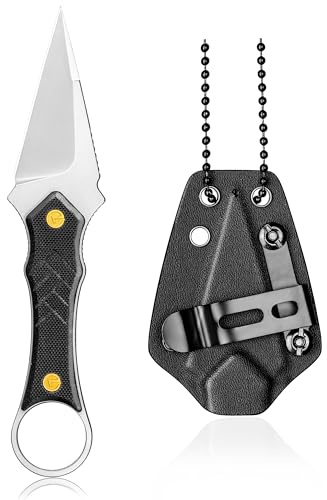 LOTHAR PORCUPINE 14C28N Stahl Neck Knife Messer,42A Fulltang Kleines Feststehendes Messer mit G10 Griff, Outdoor Messer mit Kydex Scheide und Gürtelclip