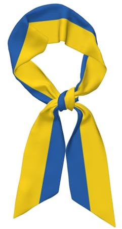 JEJEA Ukrainas flagga tryck silkeslen halsduk, mode silkeslen satin huvudduk för kvinnor, lätt silkes graciösa halsdukar, Svart, en storlek