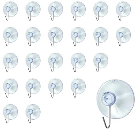 Ginddy Ganchos de Succión,24 Peices Ganchos de Pared con Ventosa de Succión Transparentes Ventosas con Gancho Ventosa Fuerte para Baño,Cocina,Ducha,Toalla,Ganchos de Pared,Perchas Accesorios
