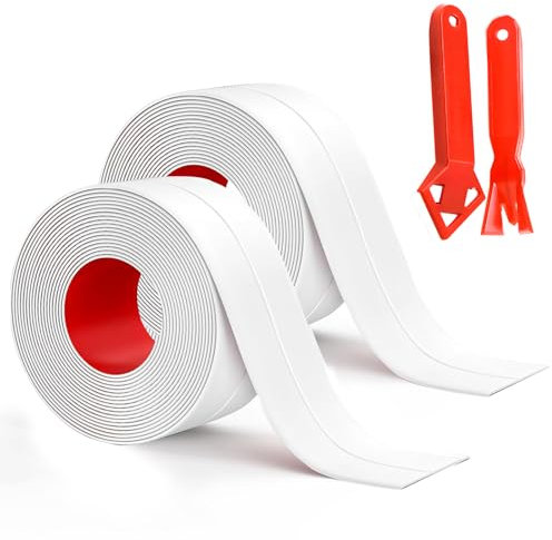 Electri-HQ Cinta Baño Selladora, Tamaño de cada rollo 5m*3.8mm，Blanco Cinta de Sellado Impermeable Autoadhesivas, para Coche,Bañera,Puerta,Ventana,Fregadero de Cocina (2)