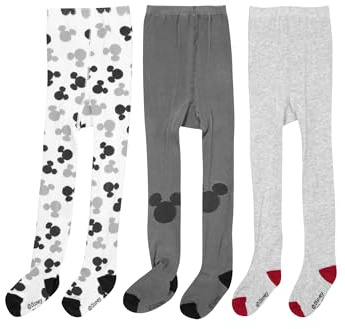 United Labels Disney Mickey Mouse Baby Collant per ragazzi e ragazze, collant per neonati, colore grigio e bianco, confezione da 3 pezzi, grigio/bianco, 86-92