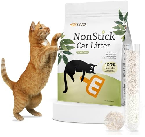 EZSKUUP Antihaftende Ultraklumpende Kassava & Tofu Katzenstreu Klumpstreu, Geruchskontrolle Geringer Austrag Klumpstreu für Katzen, Pflanzen-basierte Natürliche Zutaten katzensand, 4.1kg X 1 Packung