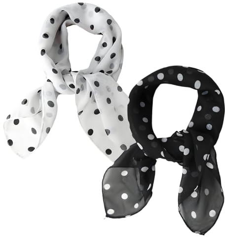 2 Pack Polka Dot Scarf, 65 X 65CM Fashionable Head Scarf for Women Uk