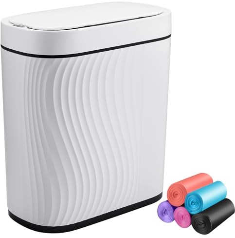 Juwacoo 2 Gallon Sensor Trash Can, 7.5L Waterproof Motion Sensor Bathroom Bin with 100 Trash Bags, Automatic Rubbish Bin, Motion Sensor Bin with Lid for Kitchen, Toilet, Bedroom