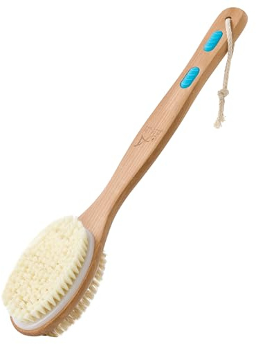 Back Scrubber Long Handle Bath Brush — Soft & Stiff Bristles for Wet & Dry Exfoliating, Anti-Slip Shower Brush for Women, Men & Elderly